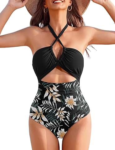 Women's Tummy Control V-Neck One Piece Swimsuit