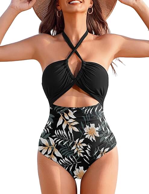 Women's Tummy Control V-Neck One Piece Swimsuit