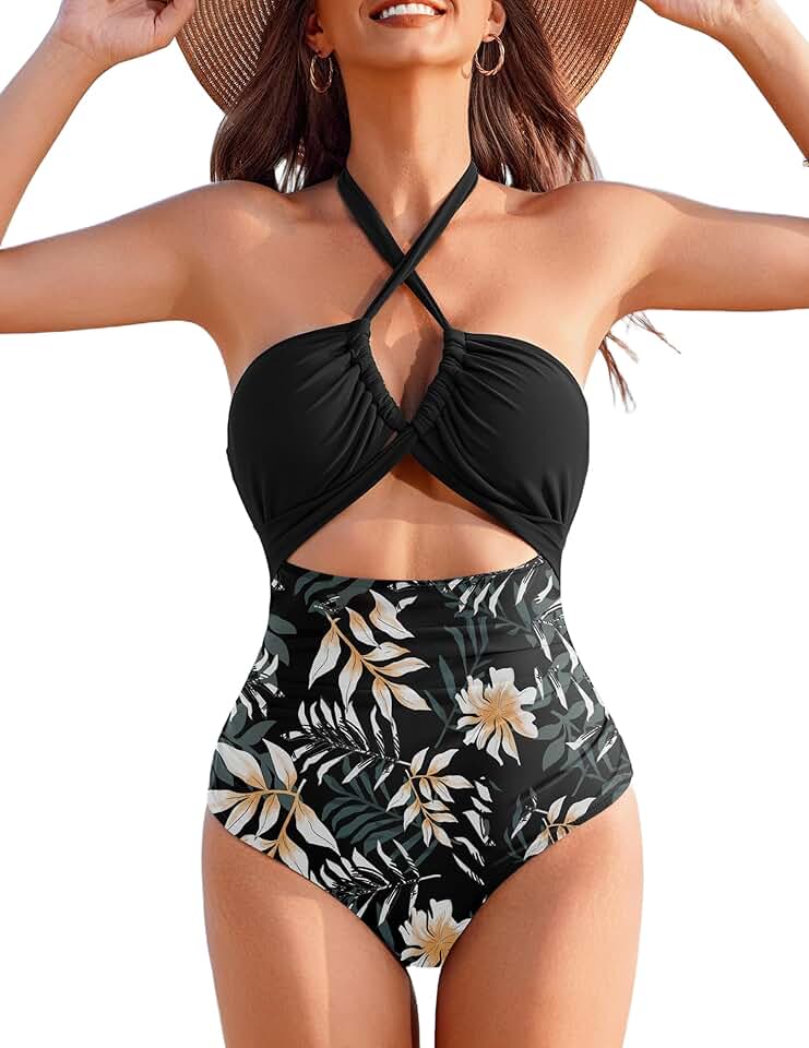 Women's Tummy Control V-Neck One Piece Swimsuit