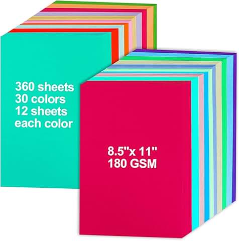 360 Sheets of 8.5" x 11" Colored Construction Paper