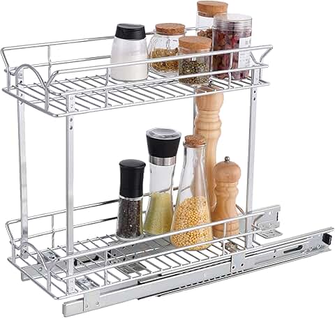 Slide Out Narrow Cabinet Organizer with 2 Shelves