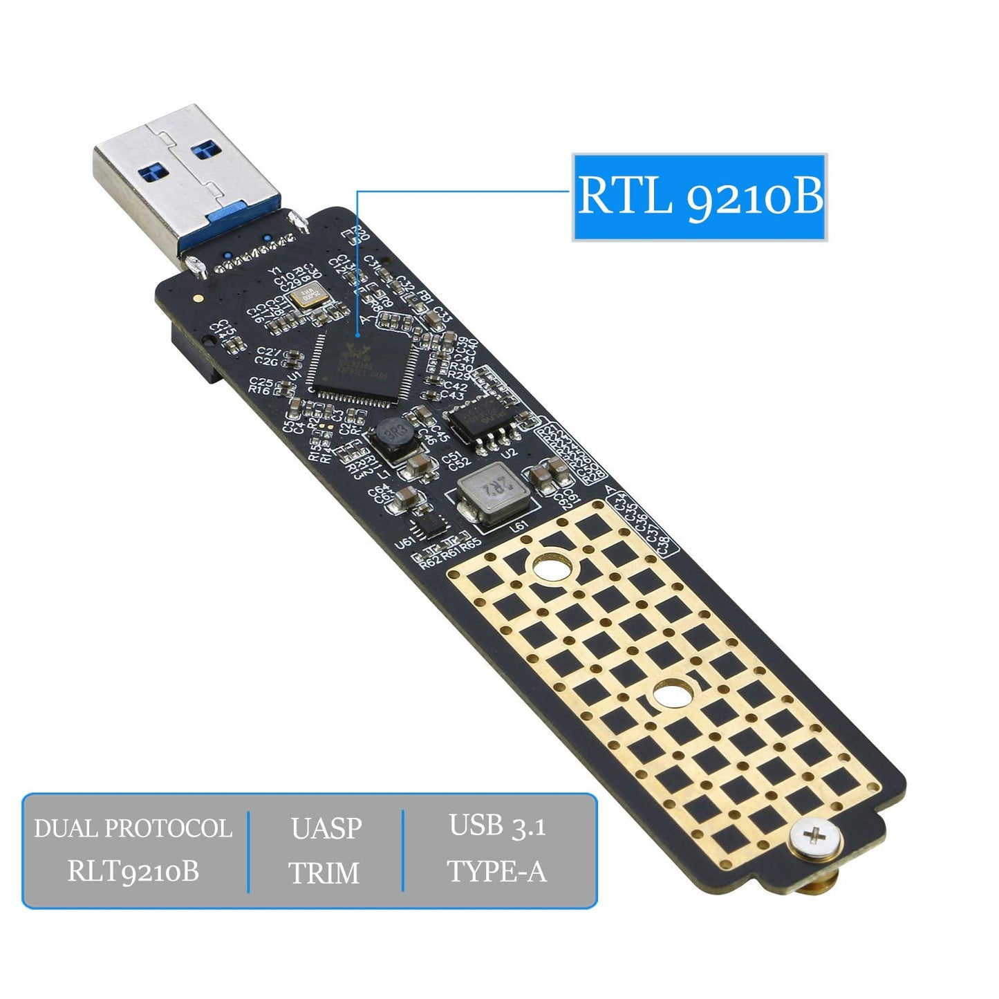 M.2 to USB Adapter, NVMe to USB 3.1 Reader Card Compatible with Both NVMe (PCI-e) M Key SSD & (B+M Key SATA Based) NGFF SSD