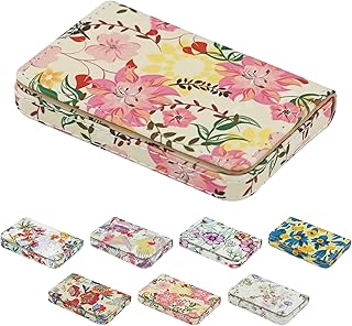 Leather Business Card Holder with Flower Pattern