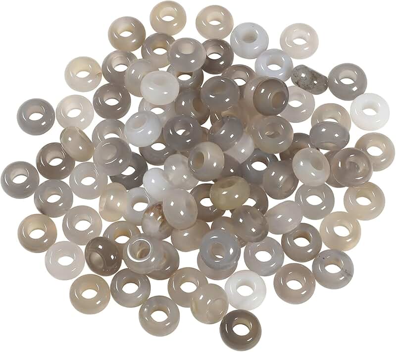 Pack of 20 Natural Grey Agate Crystal Beads for Jewelry Making