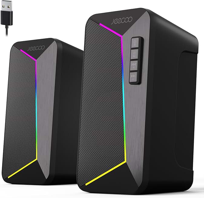 Bluetooth Computer Speakers with RGB Lighting and Stereo Sound
