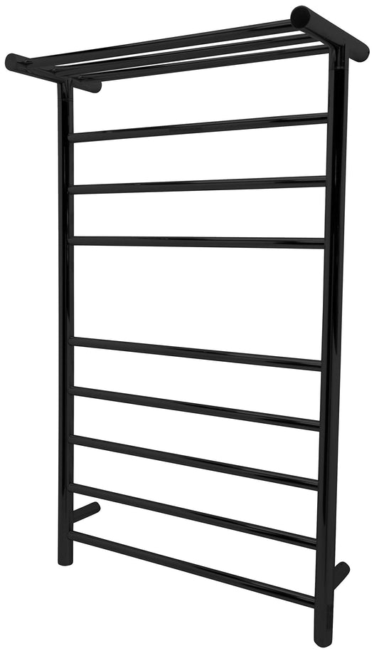 Eve Modern 8-Bar Wall Mounted Towel Warmer with Top Shelf in Matt Black  Energy Efficient 93W Electric Plug in Heated Towel Rack  Towel Heater Rail with On/Off Switch  TW-AZ012MBK
