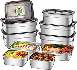 10-piece stainless steel food storage containers with airtight lids