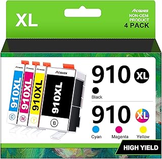 Black and color ink cartridges for office printers (4-pack)
