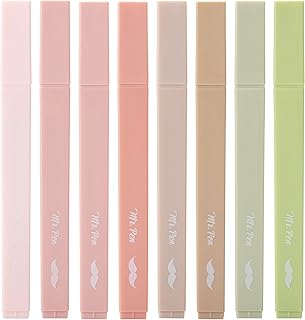 Aesthetic Chisel Tip Highlighters, 8 Pastel Colors