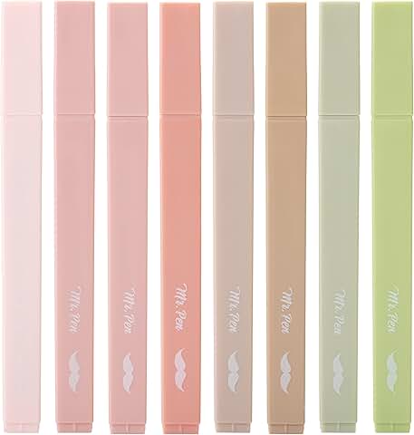 Aesthetic Chisel Tip Highlighters, 8 Pastel Colors