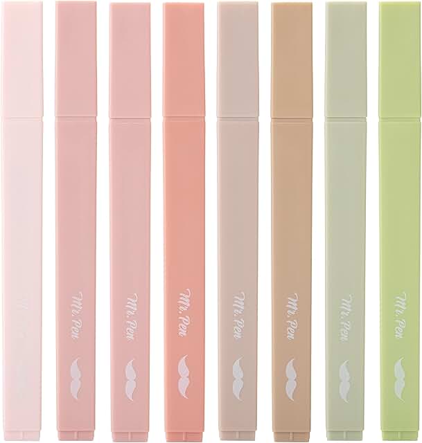 Aesthetic Chisel Tip Highlighters, 8 Pastel Colors