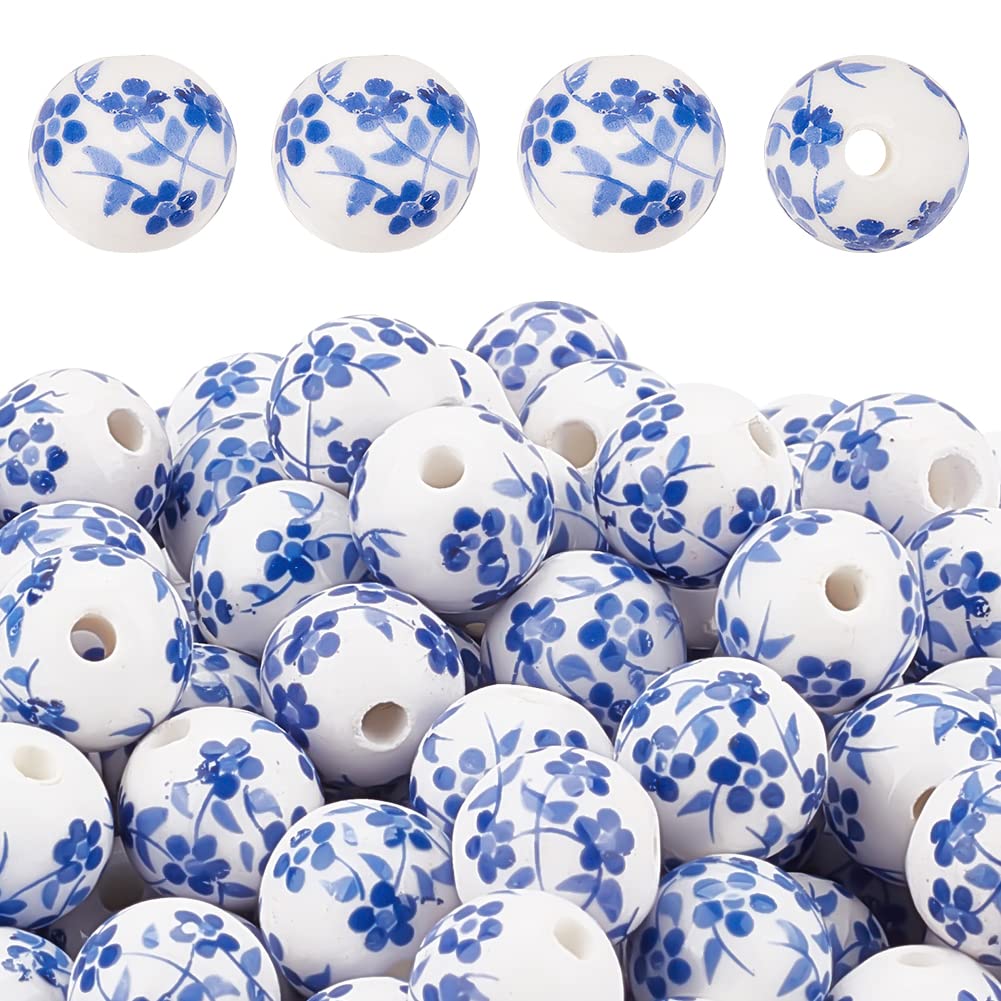200pcs 12mm Round Porcelain Beads for DIY Jewelry Making