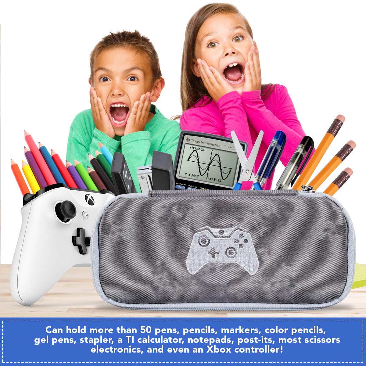 Large Pencil Case Organizer with Multiple Compartments