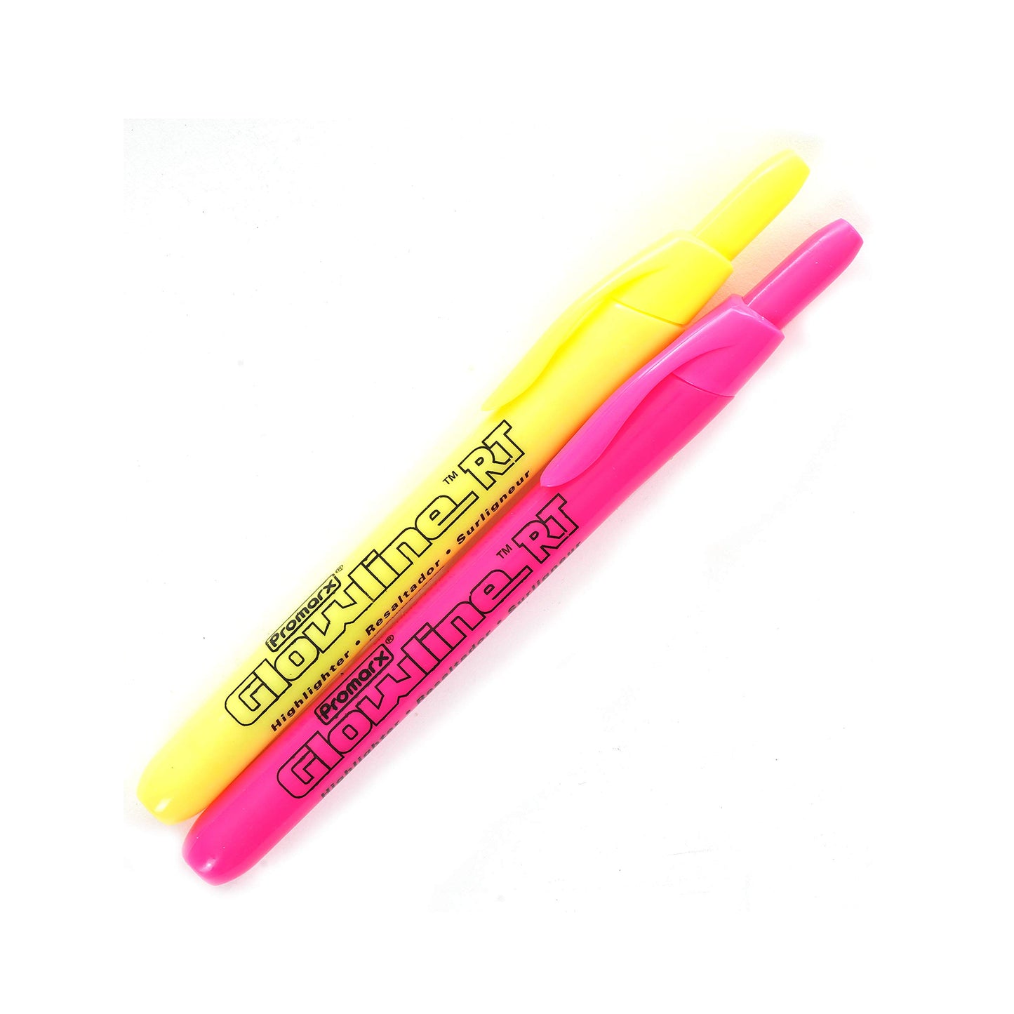 Glowline RT Retractable Highlighters, Yellow and Pink