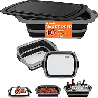 Large Collapsible BBQ Prep Tub with Lid and Cutting Board