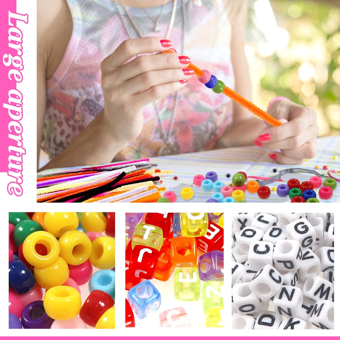 Deluxe Craft Kit with 1360pcs Pipe Cleaners, Pom Poms