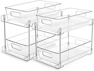 Two-Piece Clear Bathroom and Kitchen Storage Organizer