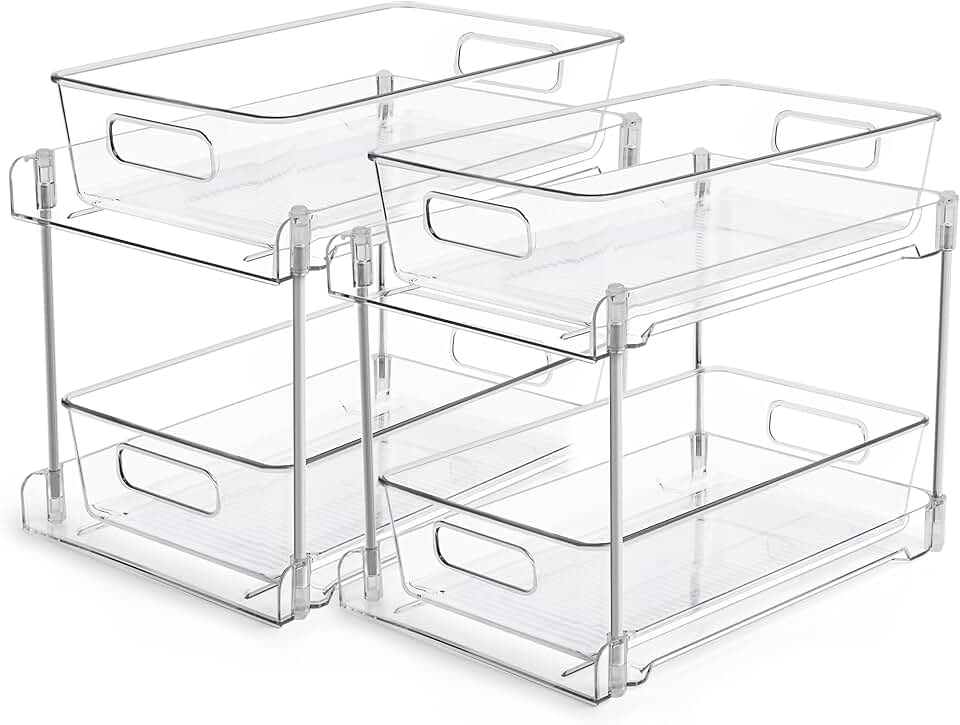 Two-Piece Clear Bathroom and Kitchen Storage Organizer