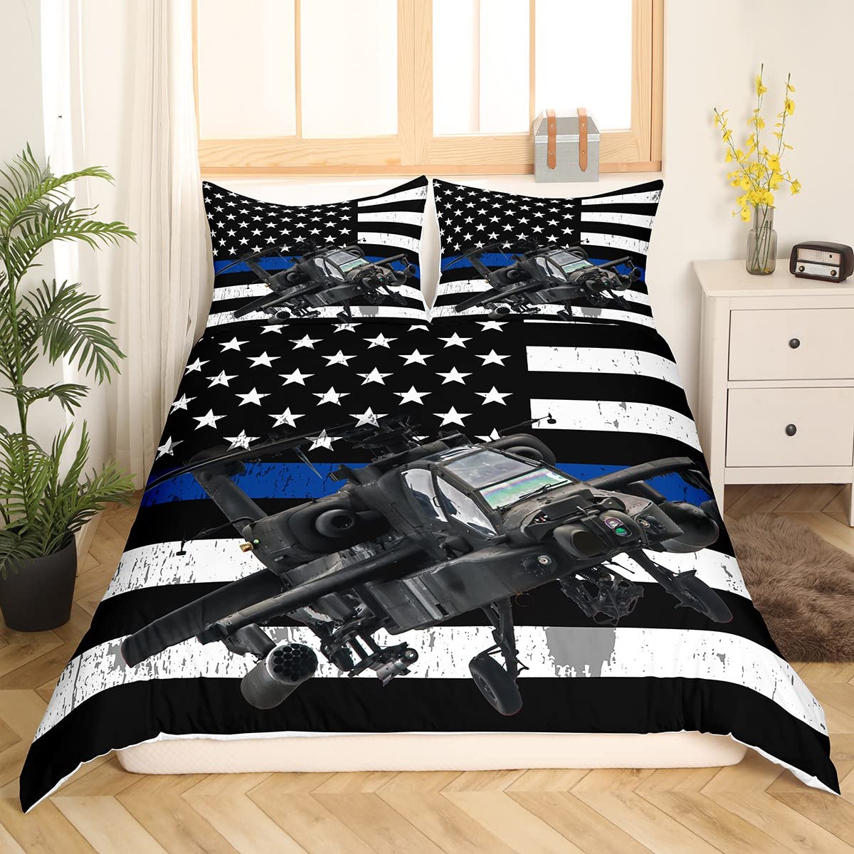 Flag Bedding Sets Fighter Plane Comforter Cover Military Theme Duvet Cover Set For Teen Boys Adults Men Bedroom Decor Usa National Flag Airplane Bedspreads Cover 3 Pieces Queen Size