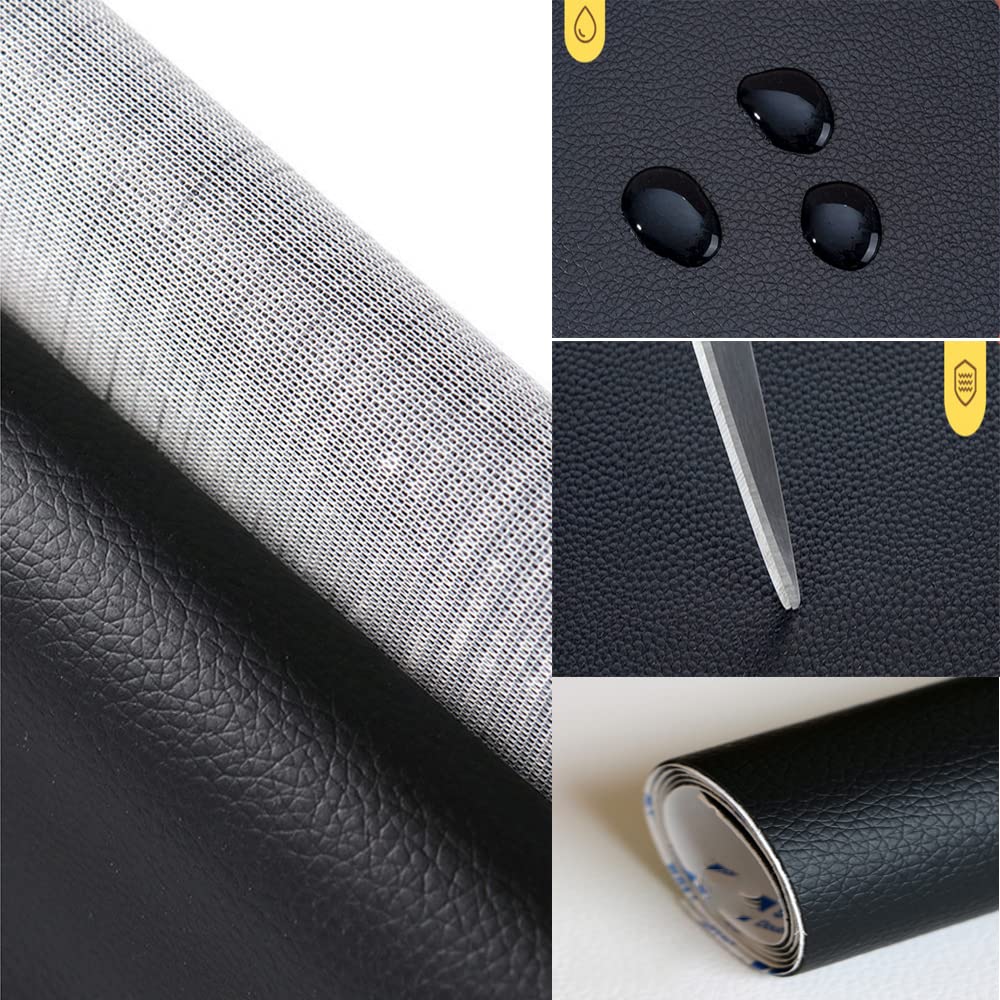 LeatherLux Black Self-Adhesive Vinyl Upholstery Repair Kit 17.3" x 78"