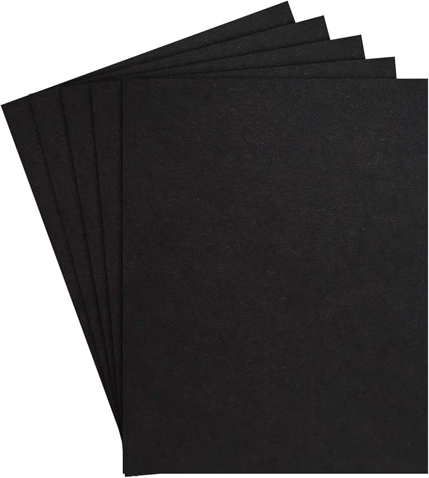 Black cardstock paper, 8.5 x 11, 100lb, 25 sheets