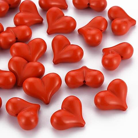 255 Red Heart Beads for Jewelry and Crafts