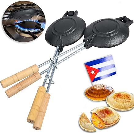 Set of 2 Round Cast Iron Pan Cubano Presses