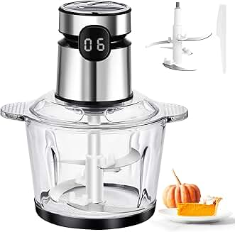 Electric Food Processor with 8-Cup Glass Bowl and 3-Speed Chopper