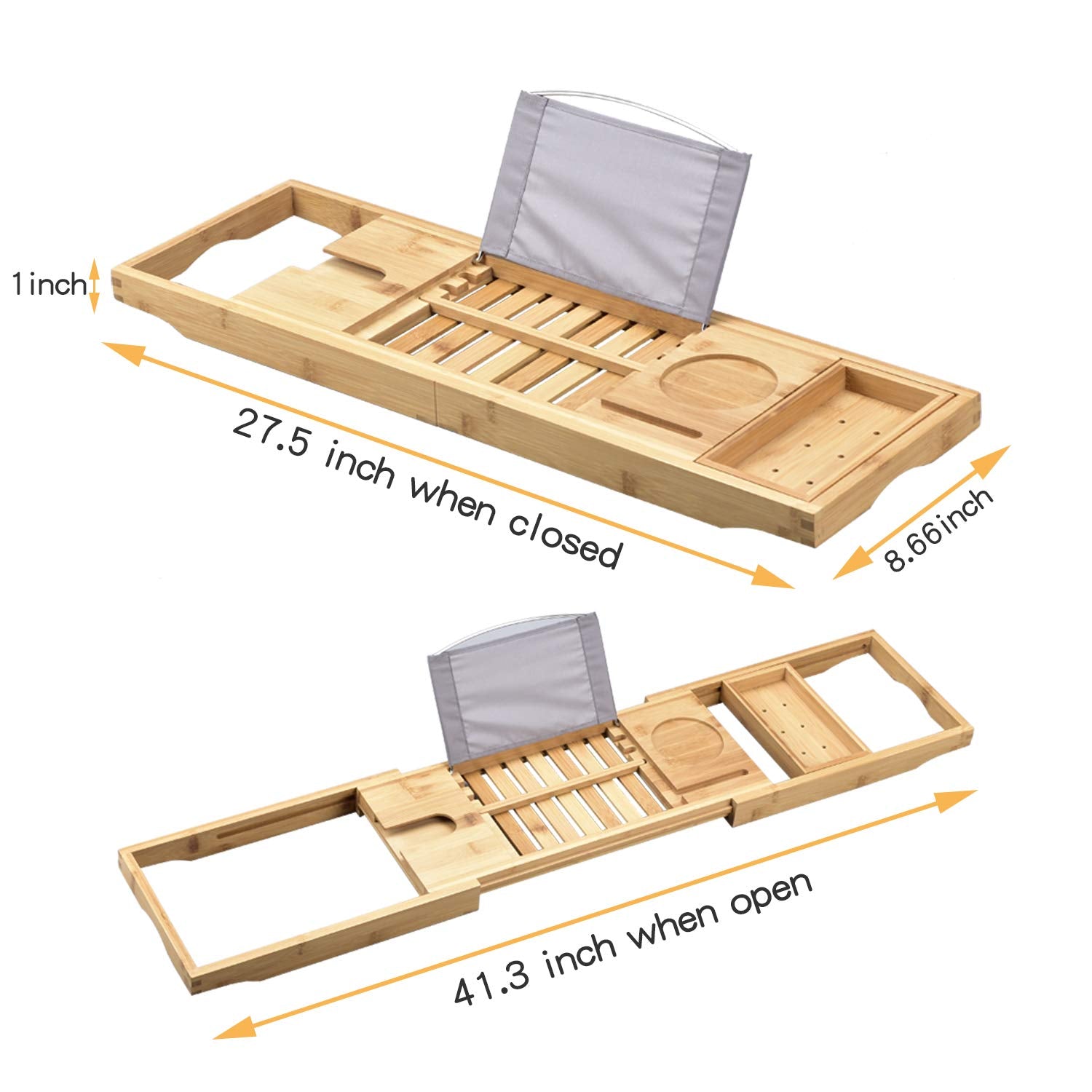 Bathtub Caddy TrayBamboo Bathtub Tray Caddy  Wood Bath Tray ExpandableCan be Placed Book and Integrated Tablet Smartphone and Wine Holder  Gift Idea for Loved Ones