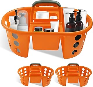 Large Portable Shower Caddy with Handle in Orange