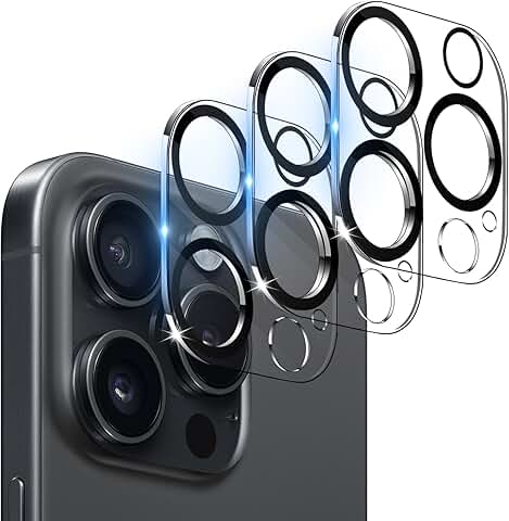 Three Pack Camera Lens Protectors for iPhone 16 Pro and Max