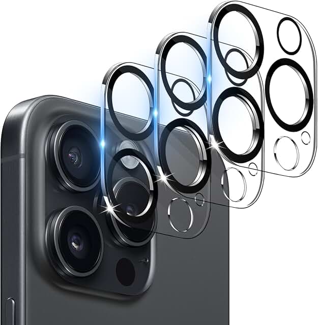 Three Pack Camera Lens Protectors for iPhone 16 Pro and Max