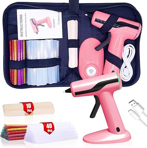 Cordless Pink Hot Glue Gun Kit with Glue Sticks