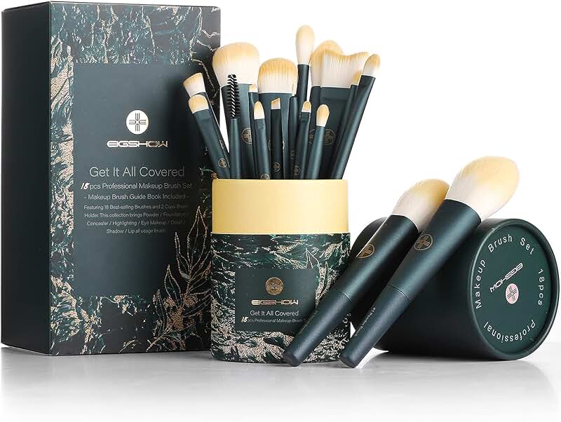 18-Piece Professional Makeup Brush Set with Travel Case