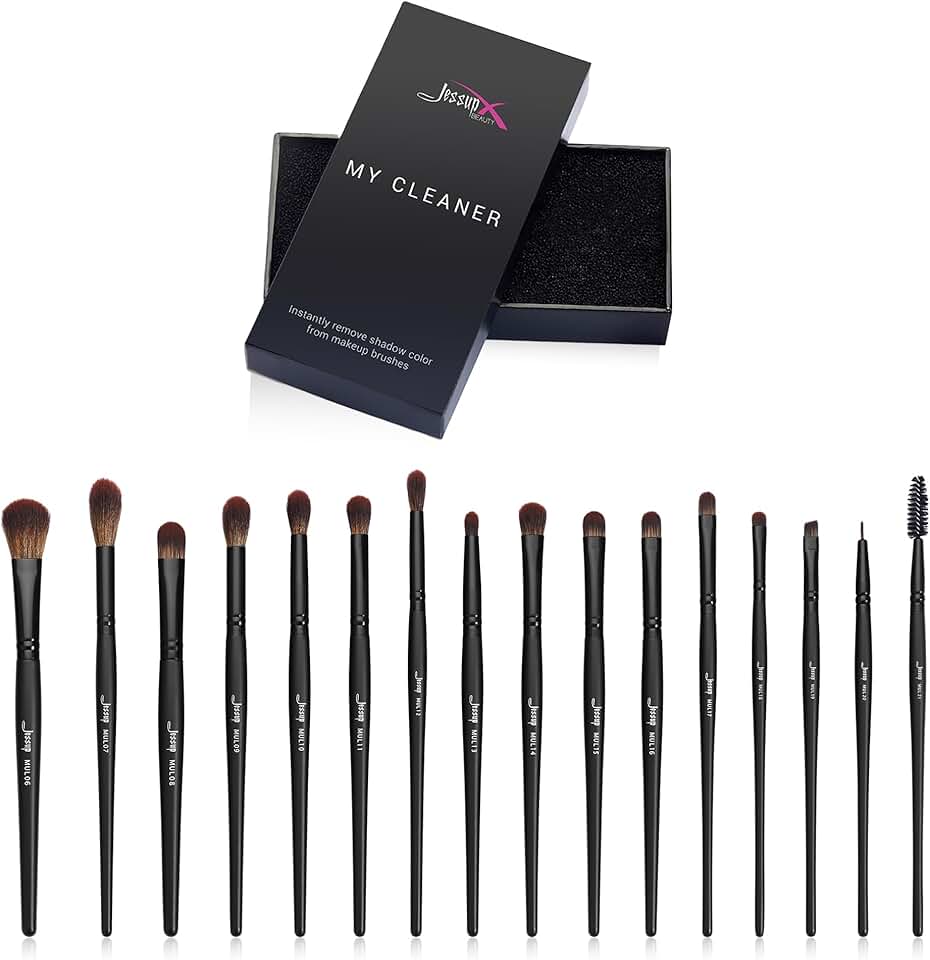 Eye Brush Set with Cleaner Sponge