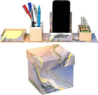 Printed Folding Desk Organizer with Phone Stand and Compartments