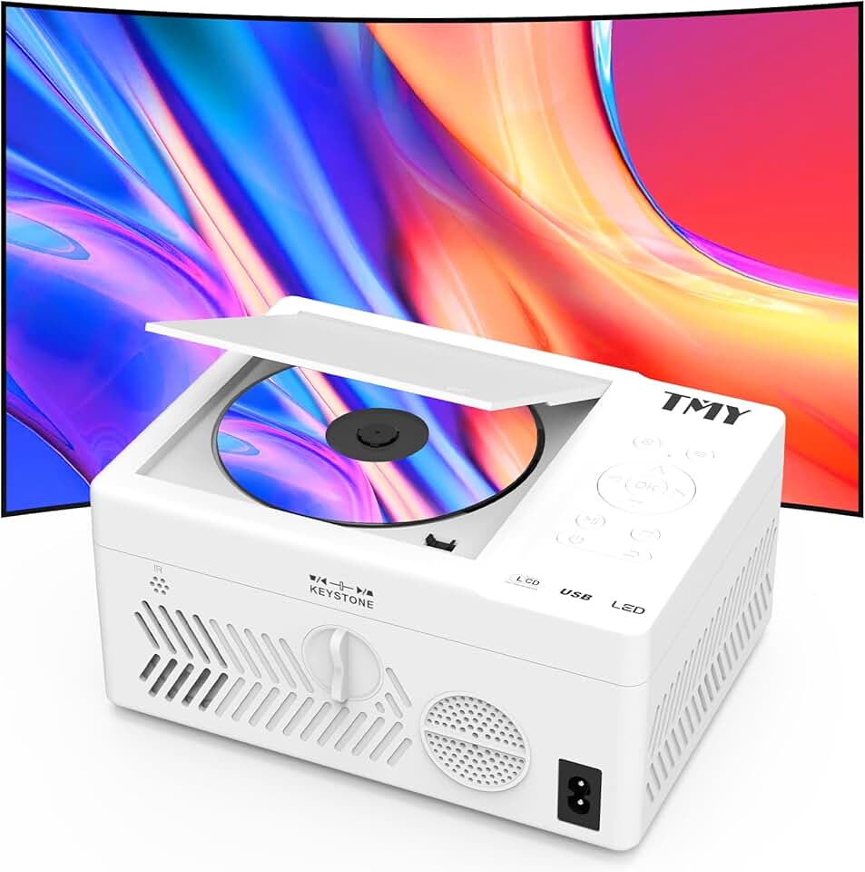 Portable 1080P Bluetooth Projector with DVD Player
