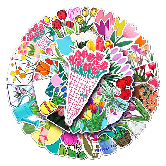 Vivid Tulip Stickers for Kids and Teens, Waterproof Vinyl Decals