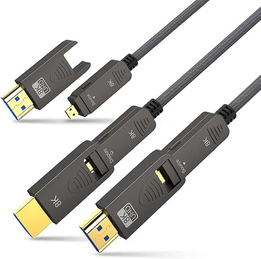 8K HDMI 2.1 Fiber Optic Cable 25ft with Detachable Connector
