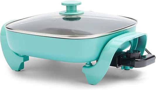 12-inch 5-quart square electric skillet with glass lid