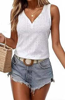 Embroidered Eyelet Tank Top for Women