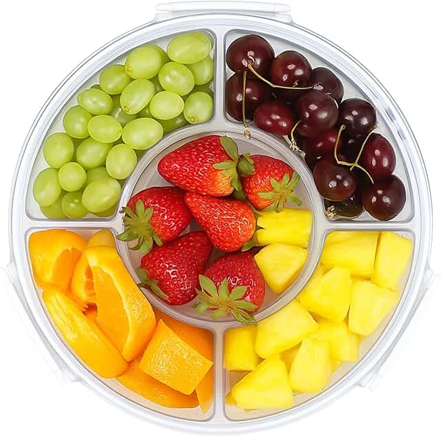 Round 5-Compartment Serving Tray with Lid