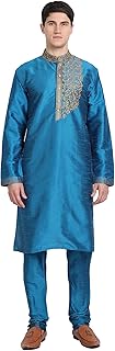 Men's Embroidered Art Silk Kurta Pajama Set for Men