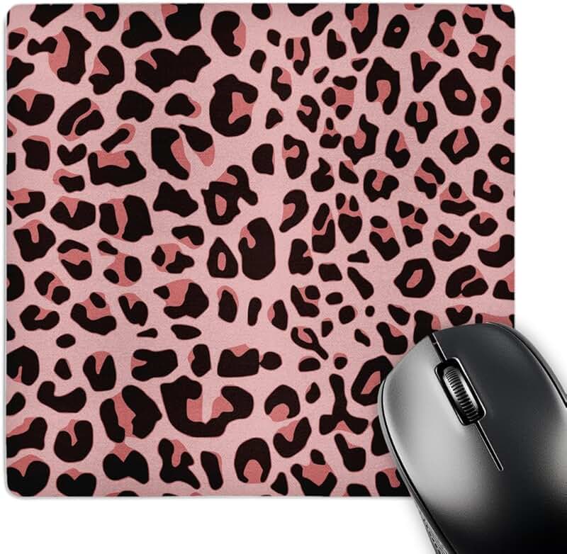 Pink Leopard Print Mouse Pad, 8 x 8 inches