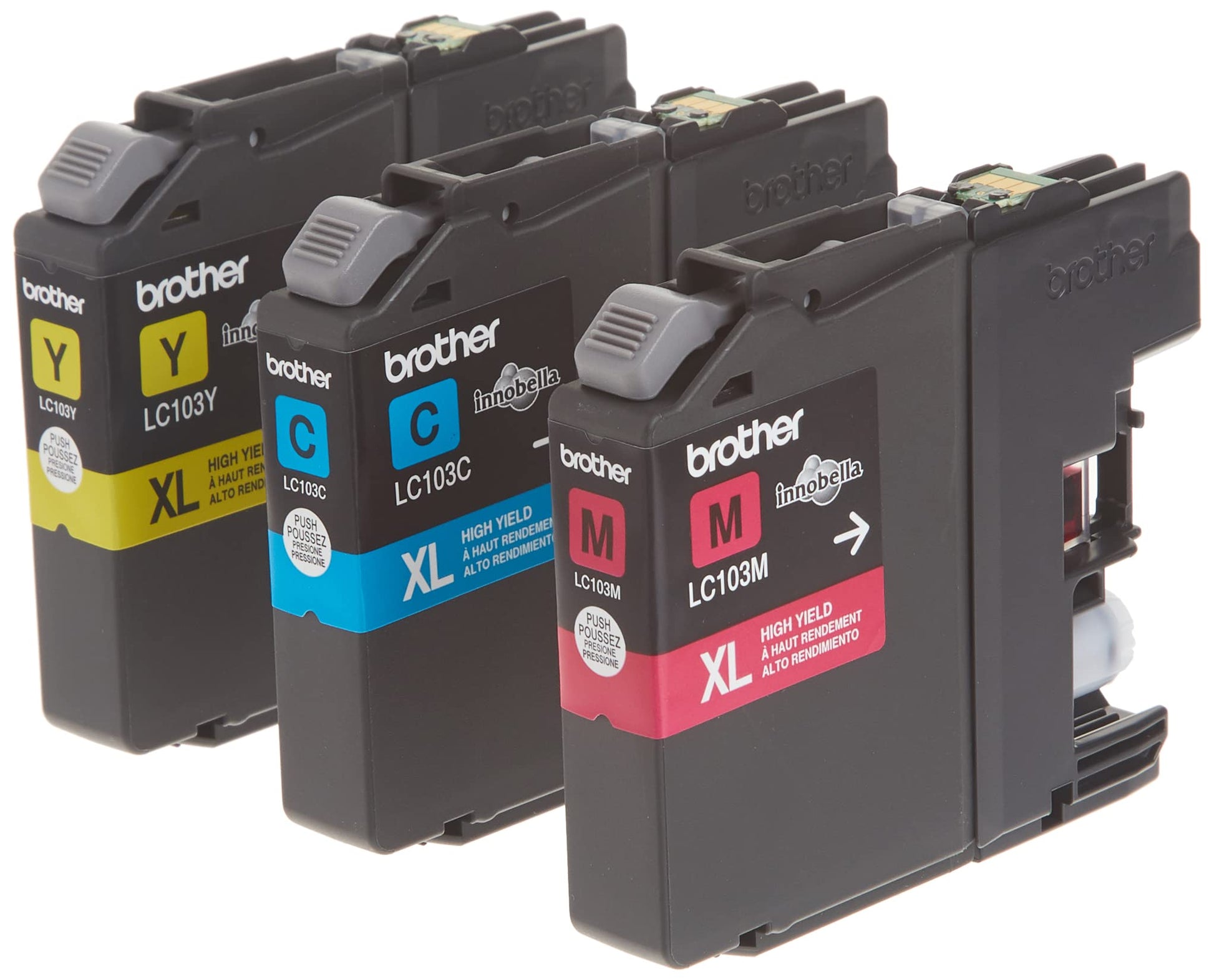 Genuine High Yield Color Ink Cartridge, 3 Pack of LC103 , Replacement Color Ink Three Pack, Includes 1 Cartridge Each of Cyan, Magenta & Yellow, Page Yield Upto 600 Pages/Cartridge, LC103