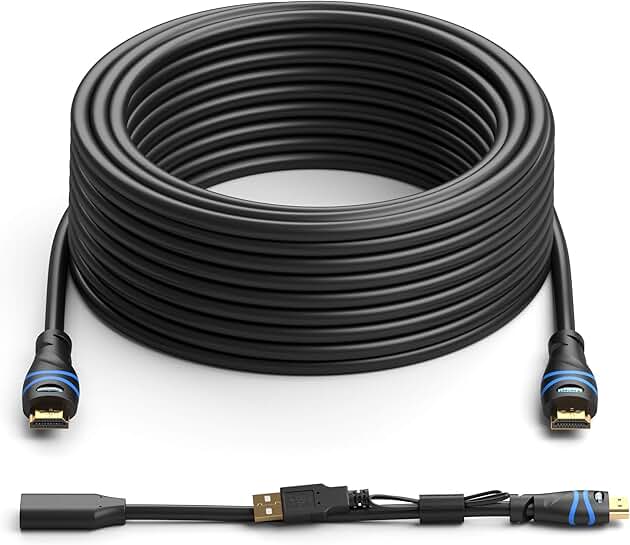 Long 4K HDMI Cable with Signal Booster, 100FT