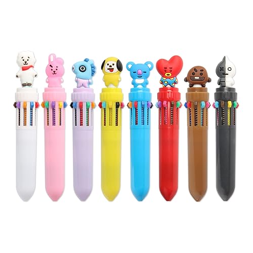 8-Pack Colorful Retractable Cartoon Ballpoint Pens