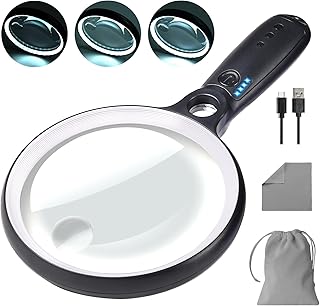 Large LED Magnifying Glass with 3 Light Modes