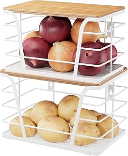Two-Piece Kitchen Storage Baskets with Bamboo Tops