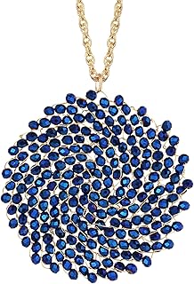 Handmade Long Beaded Crystal Pendant Necklace for Women